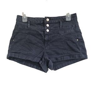 Refuge Women's Shorts Size 4 Black Color High Rise Double Waistband Folded Hem